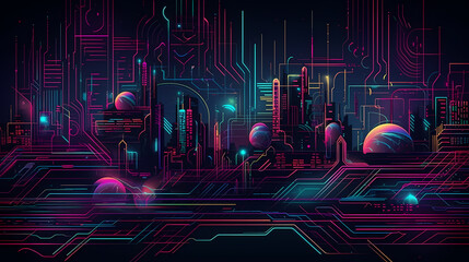 Futuristische Illustration einer vernetzten Stadt