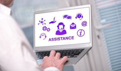 Assistance concept on a laptop screen