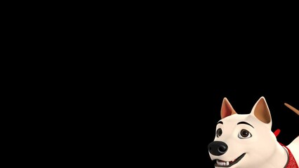 3D Little dog slide in and wave, wink, and lick the screen