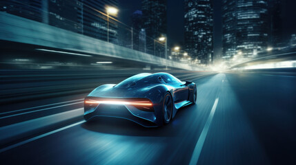 Fototapeta na wymiar Car at high speed, motion blur created with generative AI technology