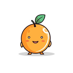 orange fruit character with leaf