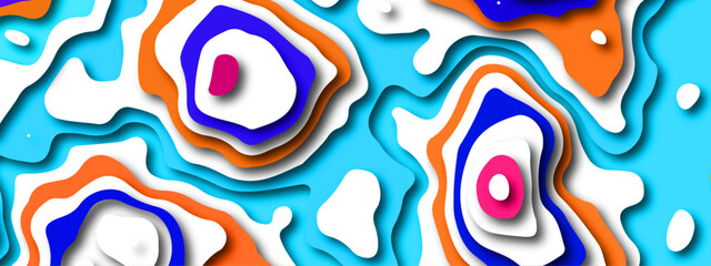 Paper craft colorful waves. Minimalistic modern design for business presentations. papercut background. Abstract origami wave design.