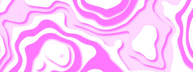 Luxury pink and white paper cut banner with 3D slime abstract background and pink waves layers. paper cut background. Abstract origami wave design.
