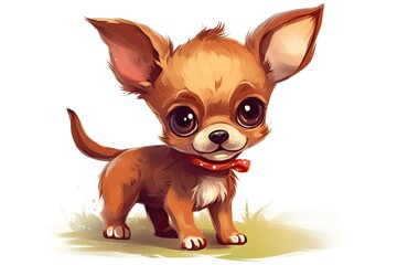Fototapeta premium cute brown dog accessorized with a red bow tie. Generative AI