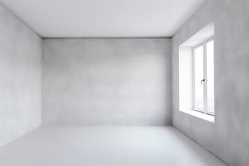interior room home minimalism wall white background empty window light design curtain. Generative AI.
