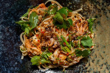 Noodles with seafood