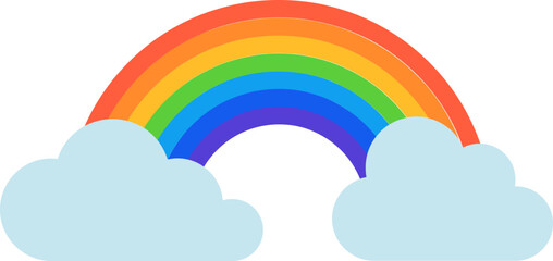 Color rainbow with clouds. Vector Illustration.