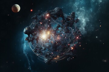Obraz na płótnie Canvas Cosmic arrangement with a celestial body. Generative AI