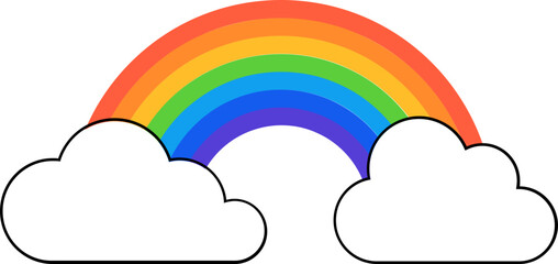 Color rainbow with clouds. Vector Illustration.