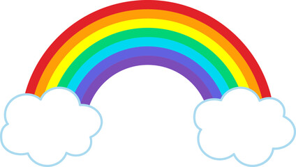 Color rainbow with clouds. Vector Illustration.