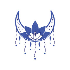 Moon Lotus Logo Yoga logo design for tattoo corporate or company