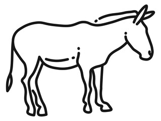 Donkey line icon. Cute farm animal silhouette