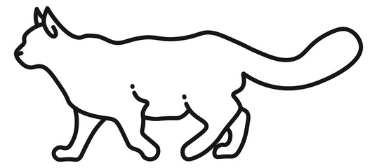 Walking cat line icon. Pet symbol. Kitten sign