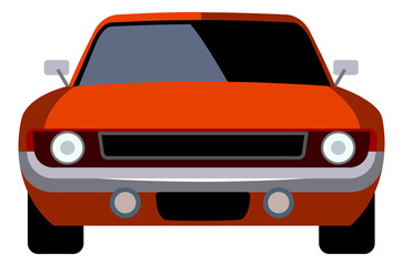 Retro car front view. Cartoon coupe icon