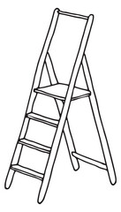 Step ladder doodle icon. Staircase for house repair