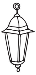 Lantern sketch. Outdoor light doodle. Lamp icon
