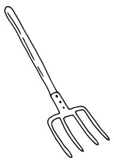 Pitchfork icon. Hand drawn farmer tool sketch