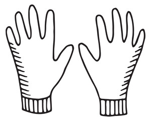 Gloves icon. Gardening hand protection doodle sketch