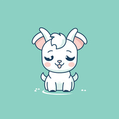 Cute kawaii goat chibi mascot vector cartoon style