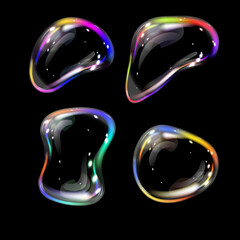 Realistic soap bubbles of different shapes