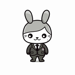 cartoon bunny rabbit wearing suit with a smile