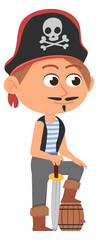 Naklejka premium Pirate boy character. Cartoon kid in party costume