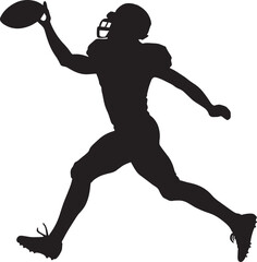 Fototapeta na wymiar Black silhouette of American football player icon