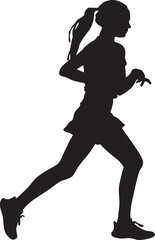 Fototapeta na wymiar girl in a skirt as a runner silhouette vector