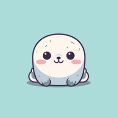 Cute kawaii seal chibi mascot vector cartoon style