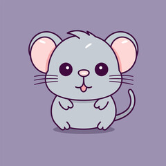 Cute kawaii rat chibi mascot vector cartoon style