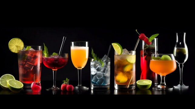 glass of cocktails in dark background