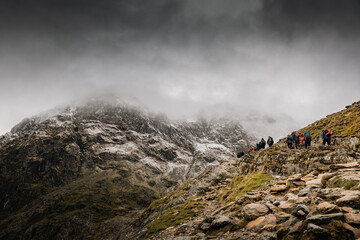 Heavy weather over the summit of Snowdon