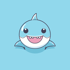 99 - 211Cute kawaii shark chibi mascot vector cartoon style