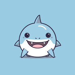 Cute kawaii shark chibi mascot vector cartoon style