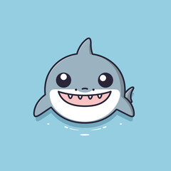 Cute kawaii shark chibi mascot vector cartoon style
