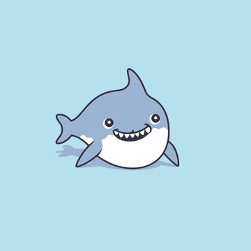 Cute kawaii shark chibi mascot vector cartoon style