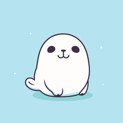 Fototapeta premium Cute kawaii seal chibi mascot vector cartoon style