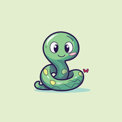 Cute kawaii snake chibi mascot vector cartoon style