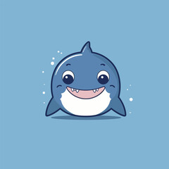 Cute kawaii shark chibi mascot vector cartoon style