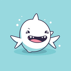 Cute kawaii shark chibi mascot vector cartoon style