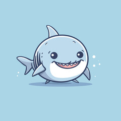 Cute kawaii shark chibi mascot vector cartoon style