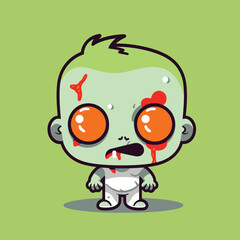 Cute kawaii zombie chibi mascot vector cartoon style