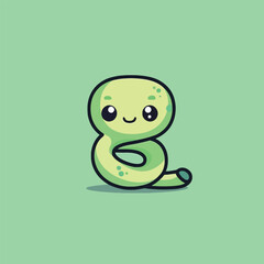 Cute kawaii snake chibi mascot vector cartoon style