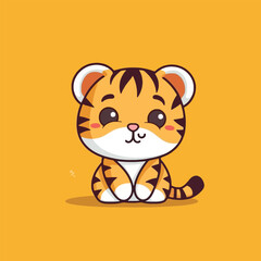 Cute kawaii tiger chibi mascot vector cartoon style
