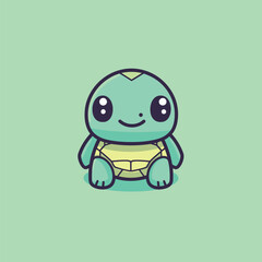 Cute kawaii turtle chibi mascot vector cartoon style