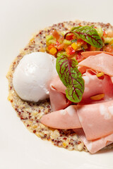 Quinoa with Ham and Poached Eggs