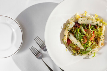 Mixed salad with trout