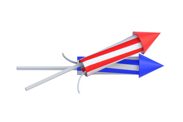 Firework rockets isolated on white background. 3d render