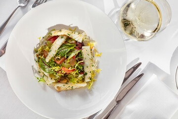 Mixed salad with trout