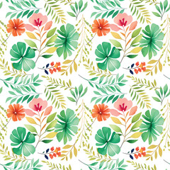 Floral shape watercolor seamless pattern.